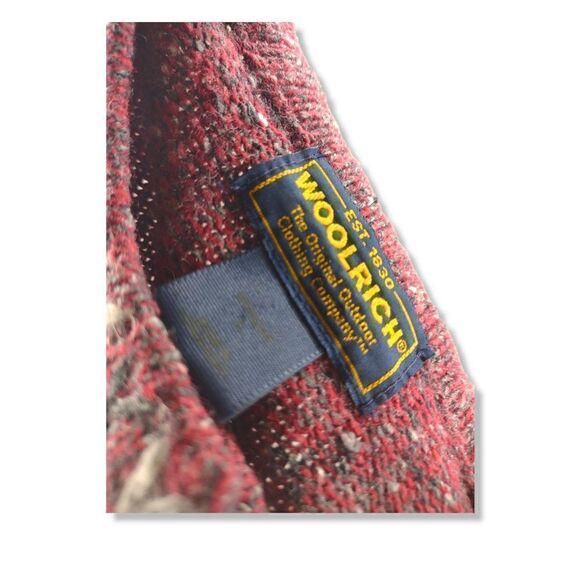 Woolrich Red Jacket Wool Tweed Knit Ruby and Gray LS Button Front Pockets Vintag - Picture 4 of 9